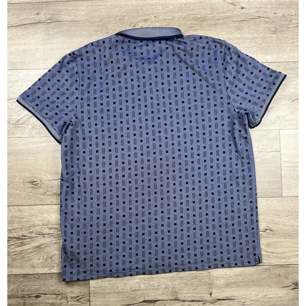 Ben Sherman Polo Shirt Men's Size XL Blue Stripe Square Abstract Knit Golf - Picture 9 of 10